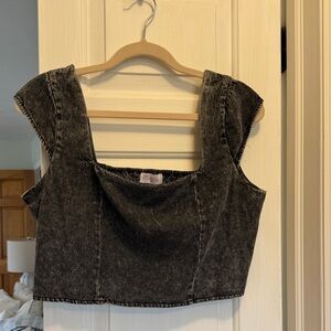 Pink Lily Charcoal Crop Top